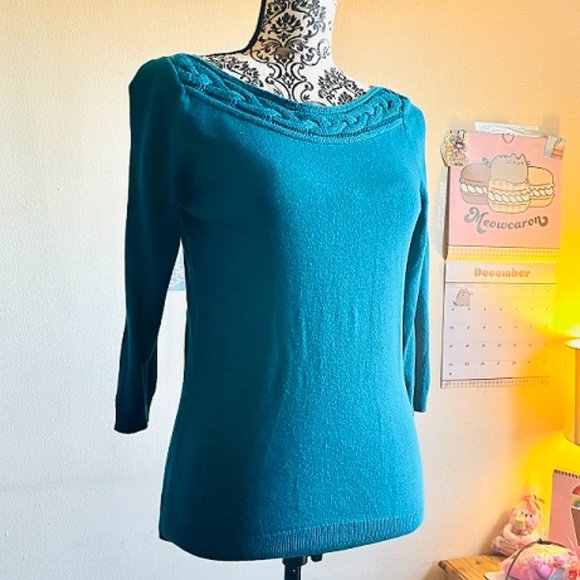 teal Worthington petite sweater - Picture 3 of 5